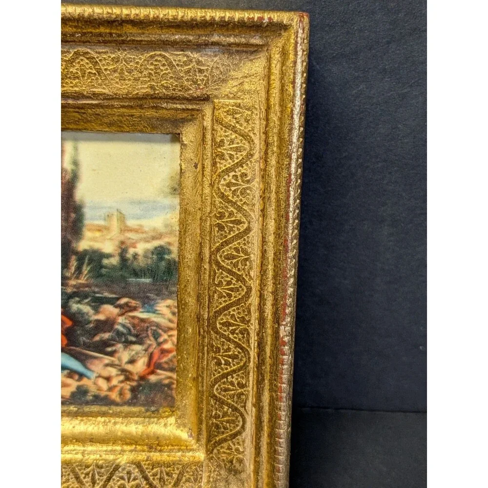 Vintage Miniature Italian Frame W/ Rococo-Style Love Scene